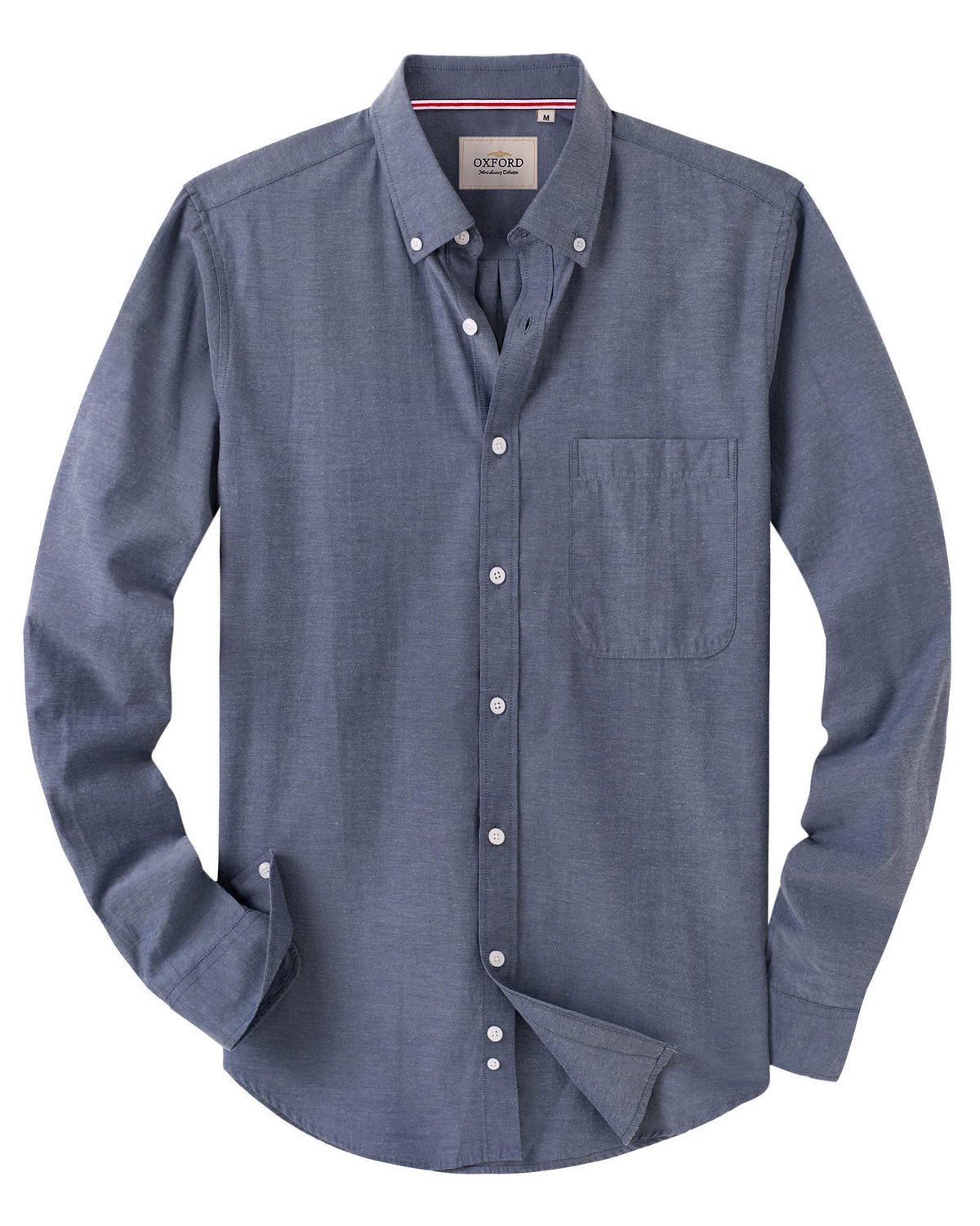Alimens & Gentle Mens Solid Oxford Shirt Long Sleeve Dress Shirt Work Casual Button Down Shirts with Pocket Jansha Store