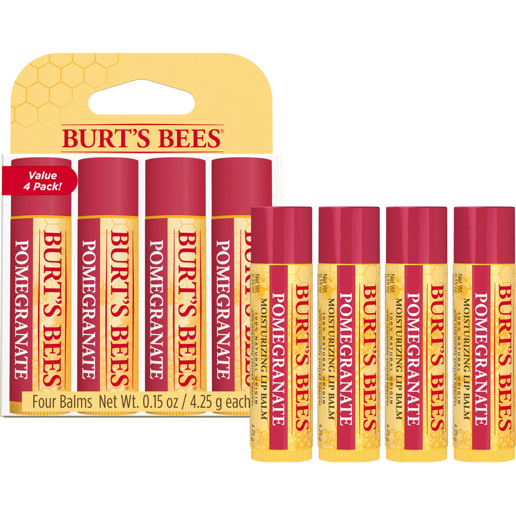 Burt's Bees Lip Balm, Pomegranate, 0.15 oz., 4 Tubes Jansha Store