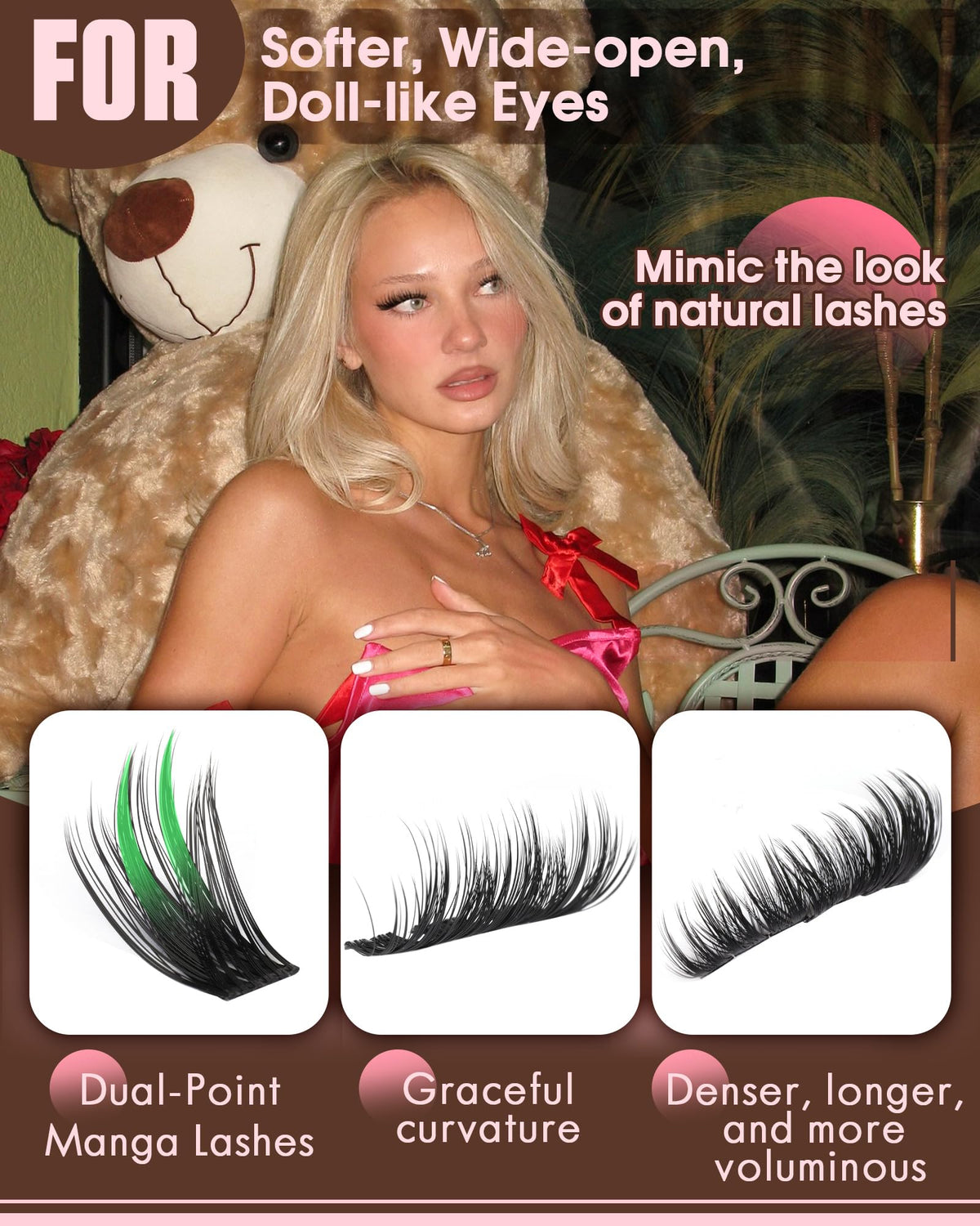 Brown Lash Clusters Natural For Soft Glam 300Pcs Wispy Lashes Cluster Eyelash Cluster Extensions C Curve Individual Lashes DIY Lash Extension Waterproof & Long - Lasting (10-16mm) Jansha Store