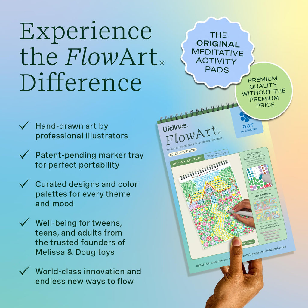 Lifelines FlowArt Activity Pads 3-Pack, Dot-by-Letter Guided Coloring Books Jansha Store