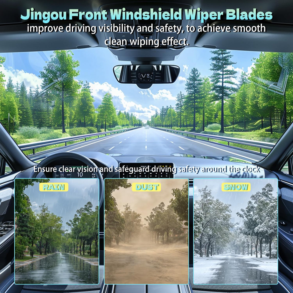 20''+20'' Front Windshield Wiper Blades Compatible with 1999-2007 Ford F-150 Expedition/2003-2014 Ford E-150 OEM QUALITY Premium All-Season Automotive Replacement Wipers (Pack of 2) Jansha Store