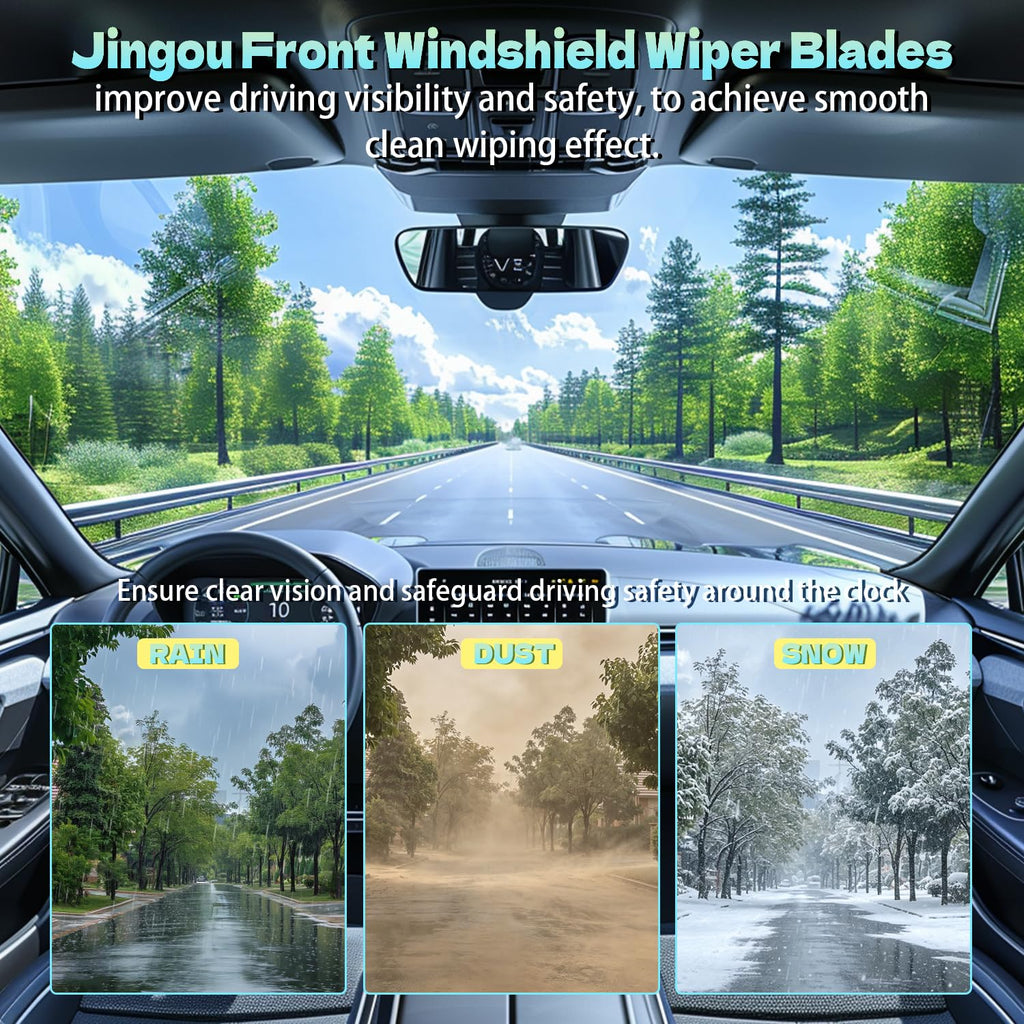 20''+20'' Front Windshield Wiper Blades Compatible with 1999-2007 Ford F-150 Expedition/2003-2014 Ford E-150 OEM QUALITY Premium All-Season Automotive Replacement Wipers (Pack of 2) Jansha Store