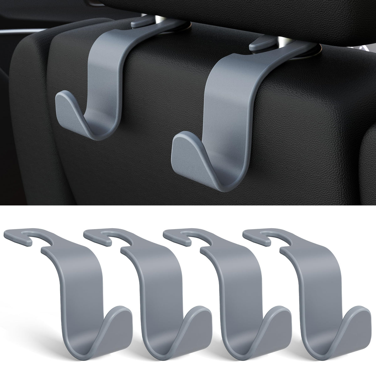 4-Pack Car Headrest Hooks Holds 55lbs Seat Storage Organizer for Bags Jansha Store