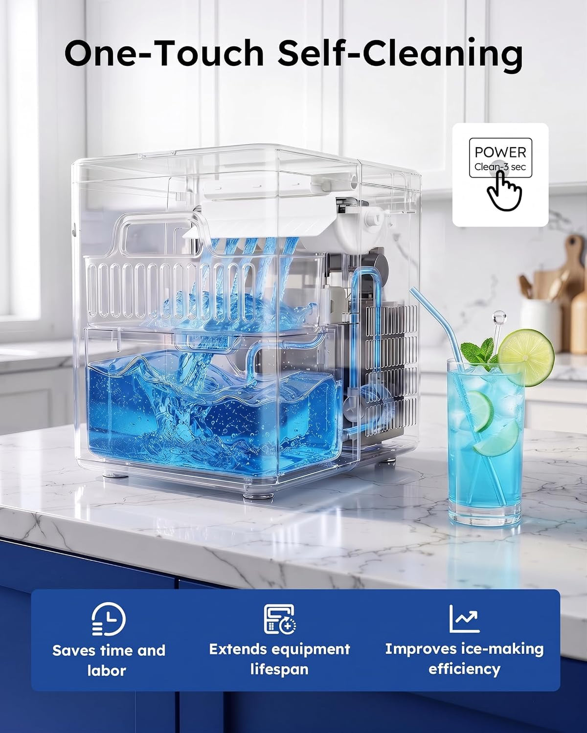 Ice Maker Countertop, 26.5 lbs/Day, 8 Bullet Fast Ice in 6 Mins Jansha Store