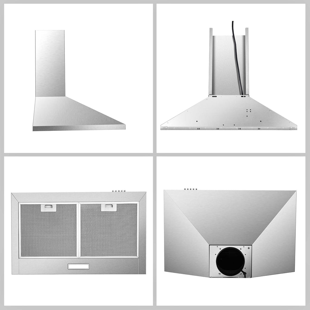 SNDOAS Black Range Hood,Wall Mount Range Hood 30 inch,Stainless Steel Kitchen Hood with Ducted/Ductless Convertible,Stove Vent Hood,Aluminum Filters,3 Speed Exhaust Fan,LED Light,Button Control Jansha Store