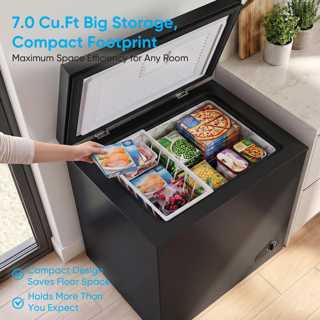 TABU 5.0 Cubic Feet Chest Freezer, Compact Deep Freezer, Black Jansha Store