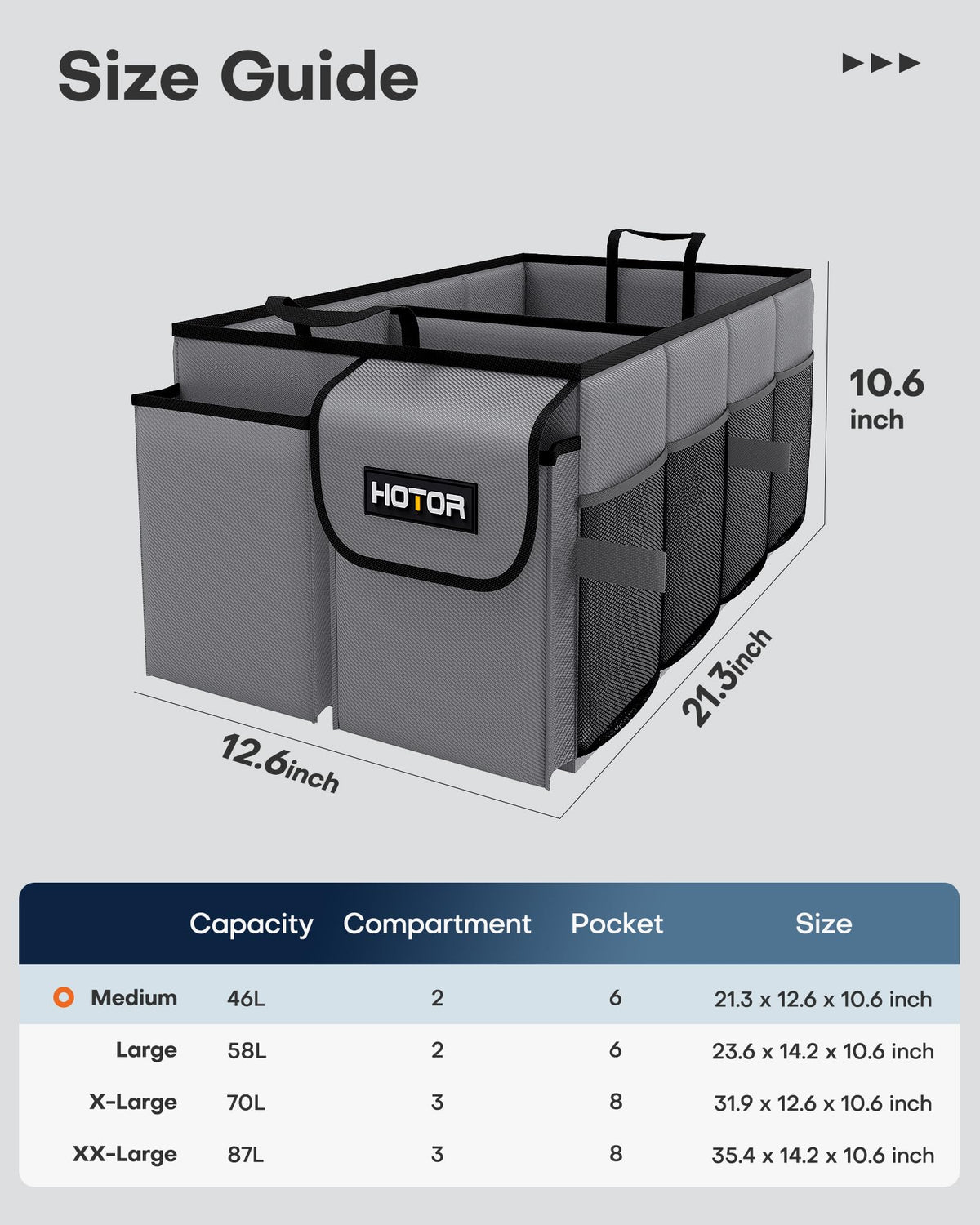 HOTOR Trunk Organizer - Foldable Car Organizer for SUVs & Sedans Storage Jansha Store