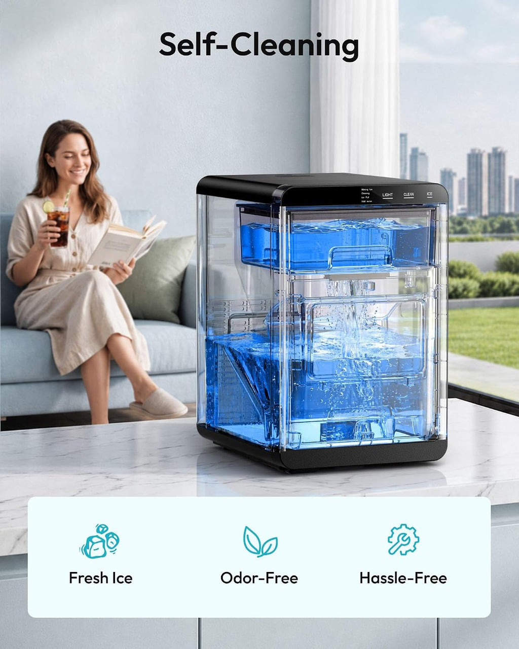 EUHOMY Nugget Ice Maker Countertop, 44lbs/24H, Ready in 7-10Mins, Black Jansha Store