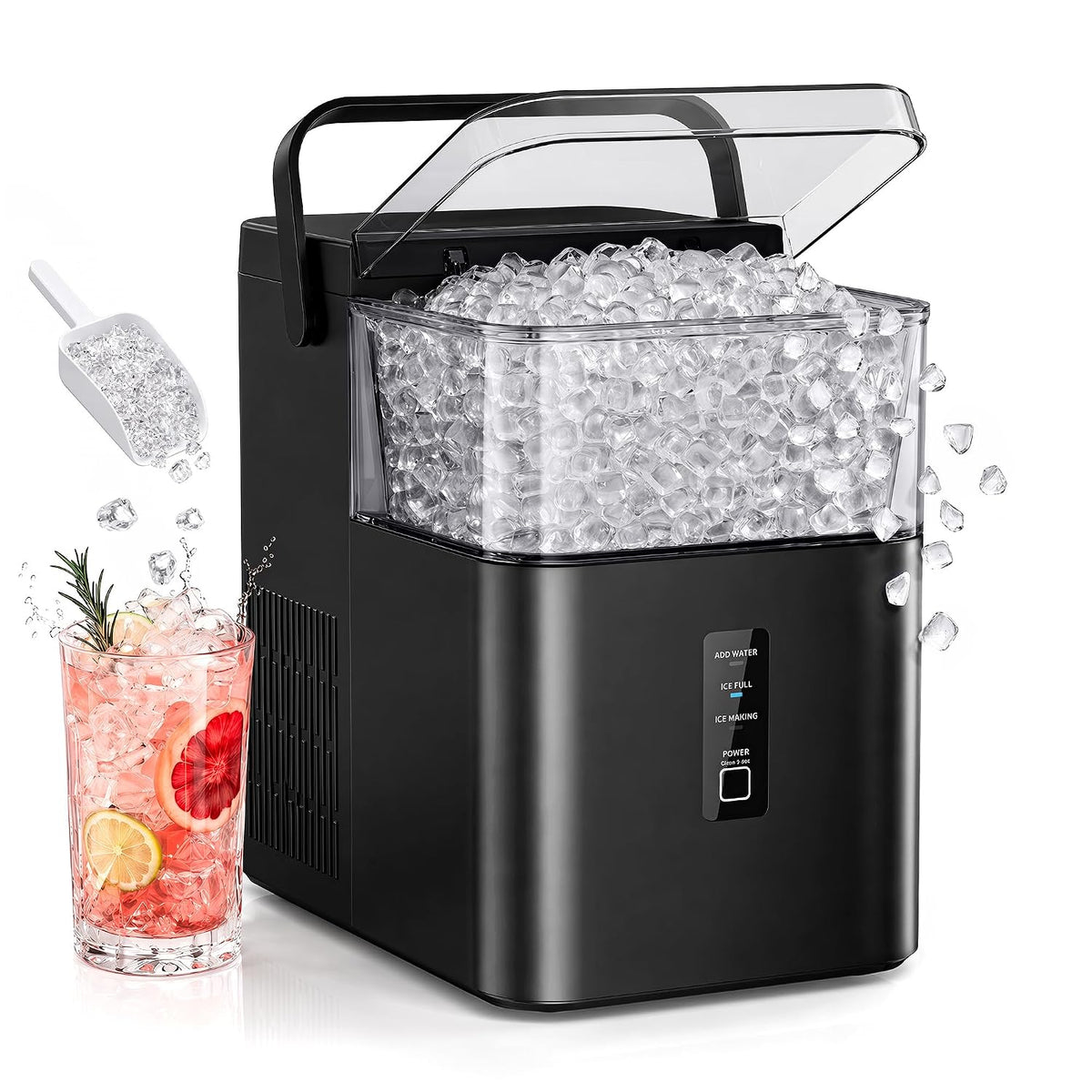 Nugget Ice Maker Countertop 38 lbs/Day Fast Chewable Ice in 5 Mins Jansha Store