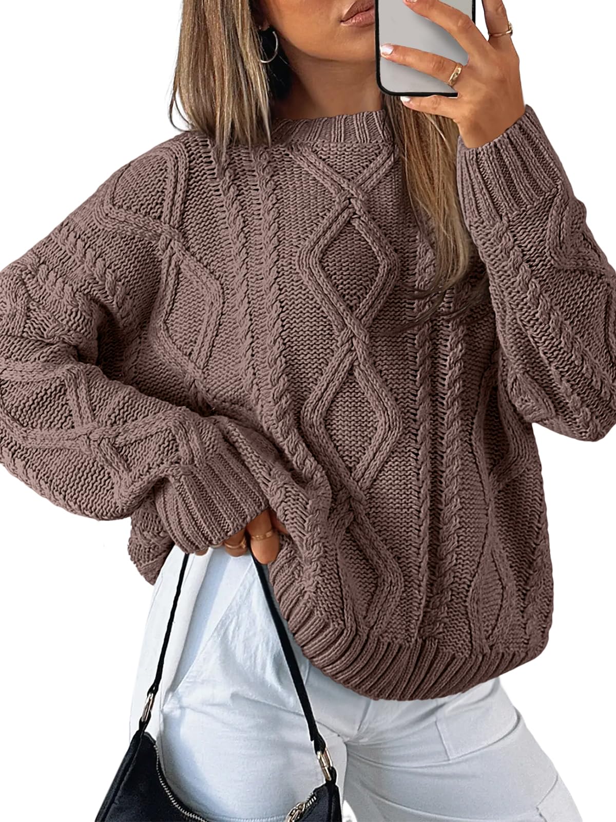 Trendy Queen Women's Oversized Cable Knit Sweaters 2026 Fall Outfits Jansha Store