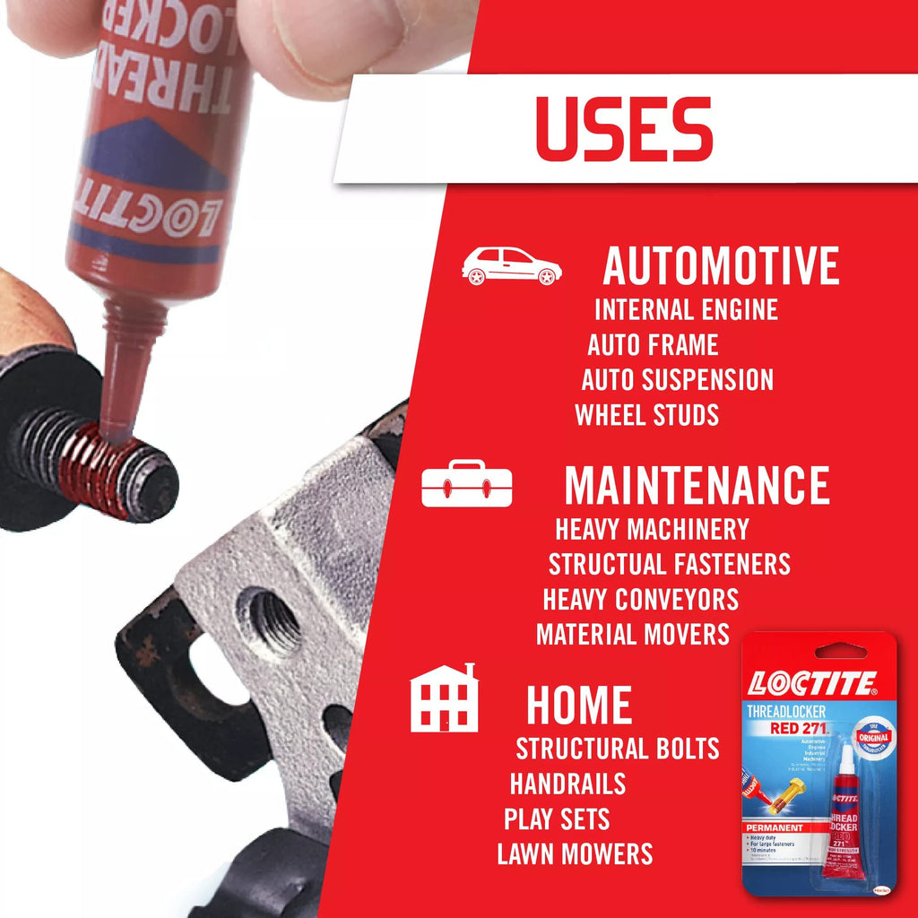 Loctite Threadlocker Blue 242 - Removable Thread Lock Glue for Nuts, Bolts, & Fasteners, Medium Strength Screw Glue to Prevent Loosening & Corrosion - 6 ml, 1 Pack Jansha Store