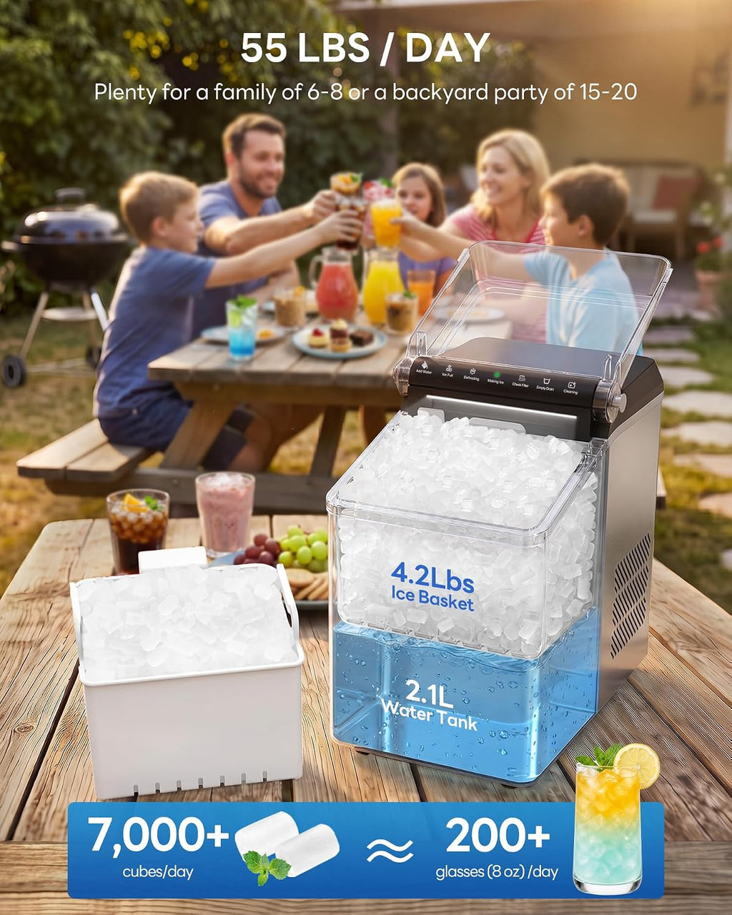 Nugget Ice Maker Countertop,55LBS/Day Ready in 4 Mins, Stainless Steel Jansha Store