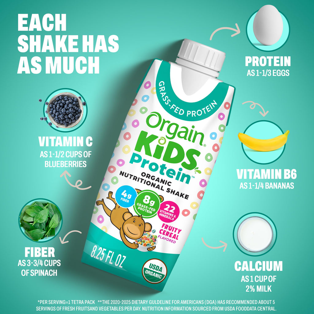 Orgain Organic Kids Dairy 8g Protein Shake, Chocolate, 8.25 oz, 12pk Jansha Store