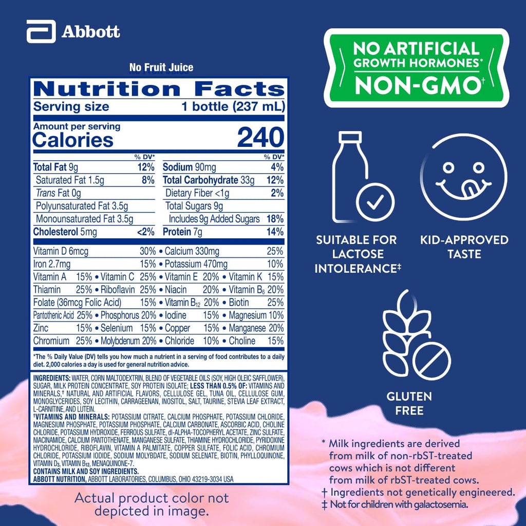 PediaSure Grow & Gain Kids Nutrition Shake, 7g Protein, Strawberry, 24 Pack Jansha Store