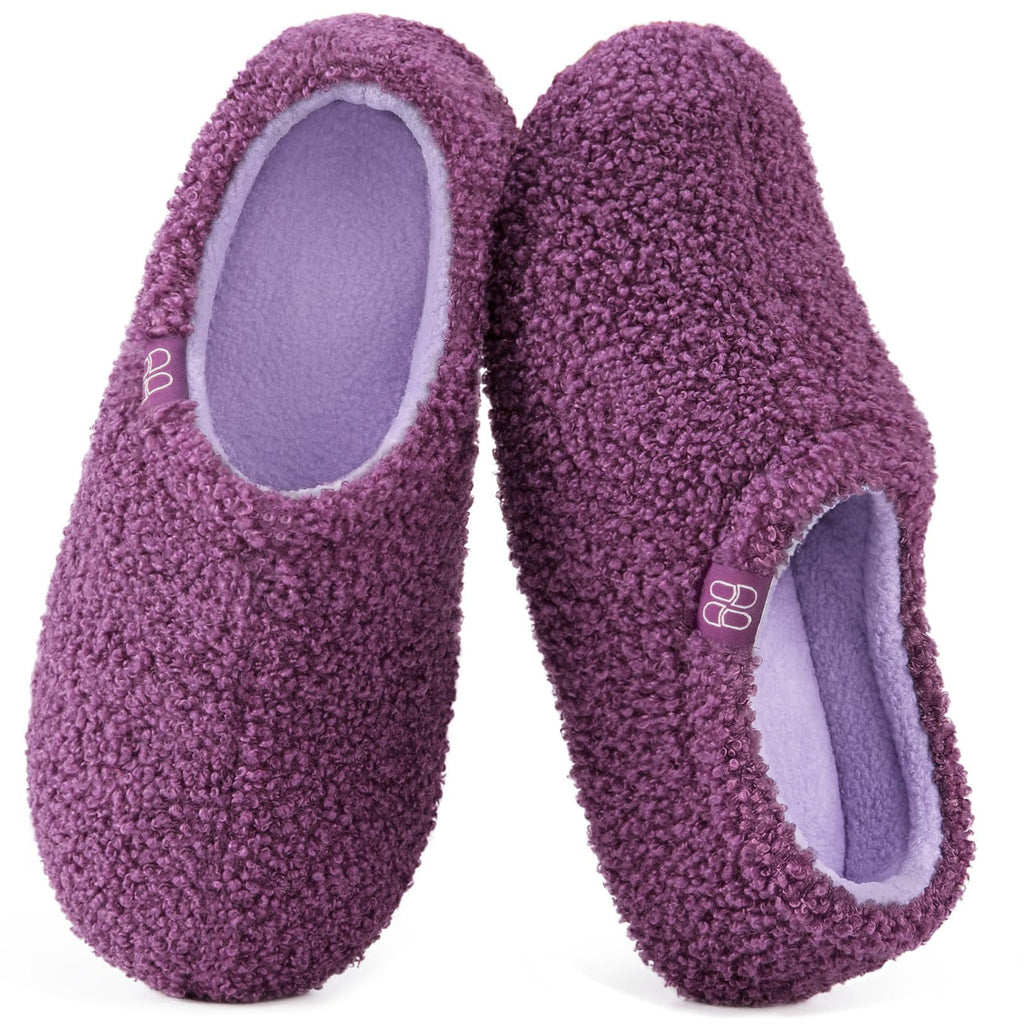 HomeTop Women's Fuzzy Curly Fur Fleece Lining Memory Foam Loafer Slippers Jansha Store