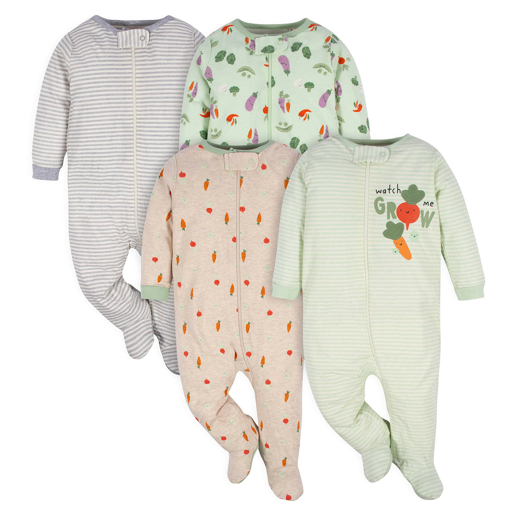 Gerber Baby Girls 4-Pack Sleep 'N Play Footie Jansha Store