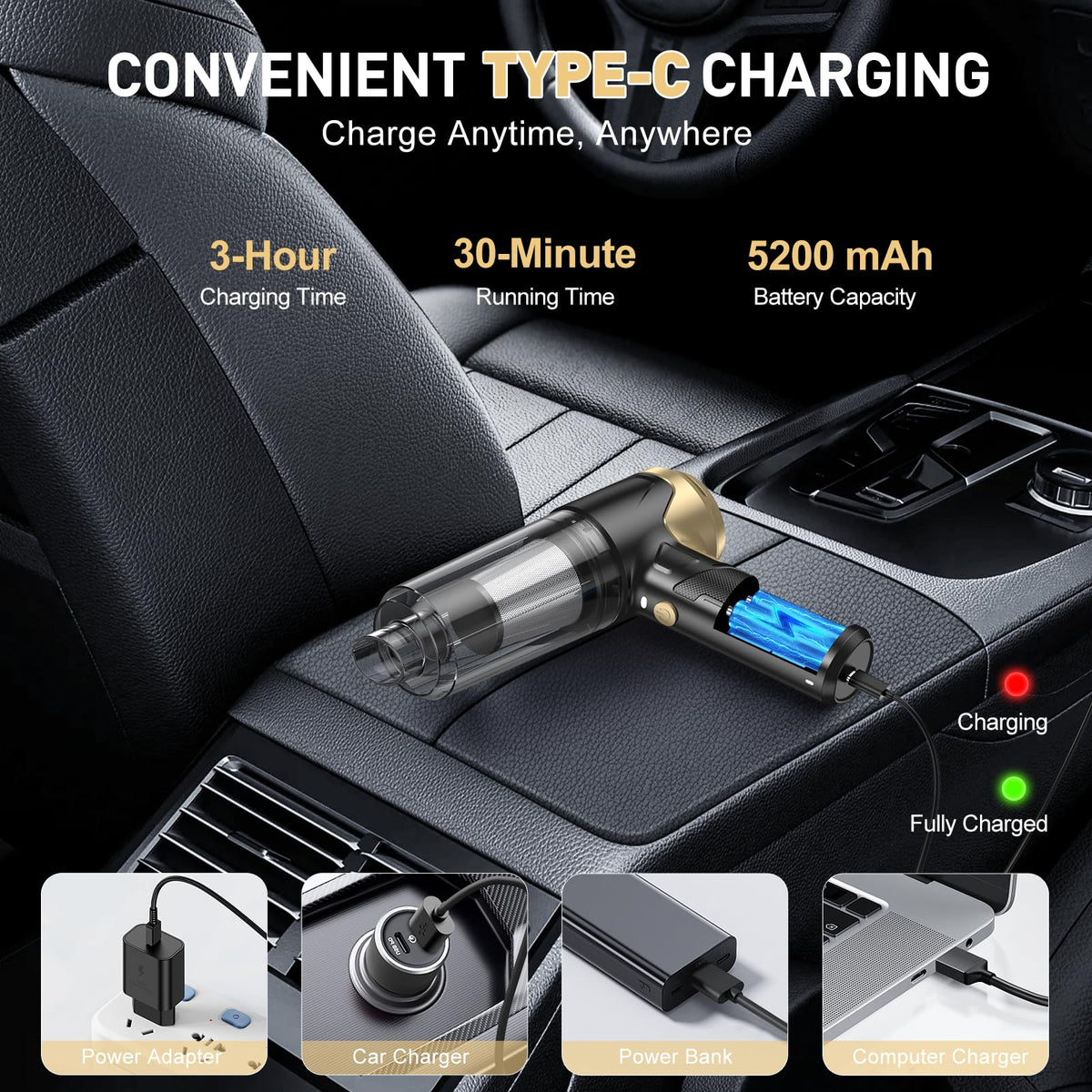 KMM Handheld Car Vacuum Cleaner, Hand Held Vacuum & Air Duster Jansha Store