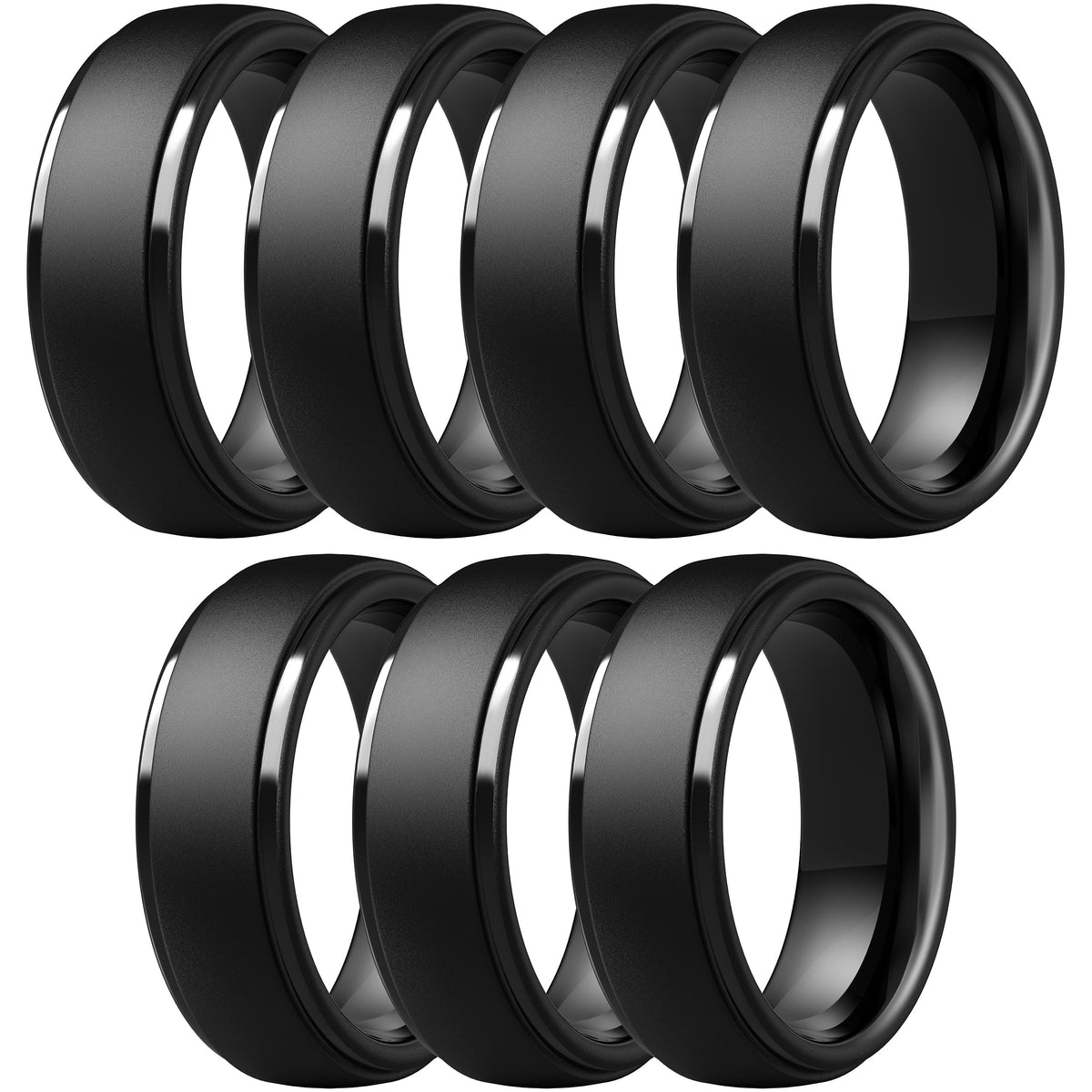 ThunderFit Silicone Rings for Men, Step Edge Rubber Wedding Bands 10mm Wide Jansha Store