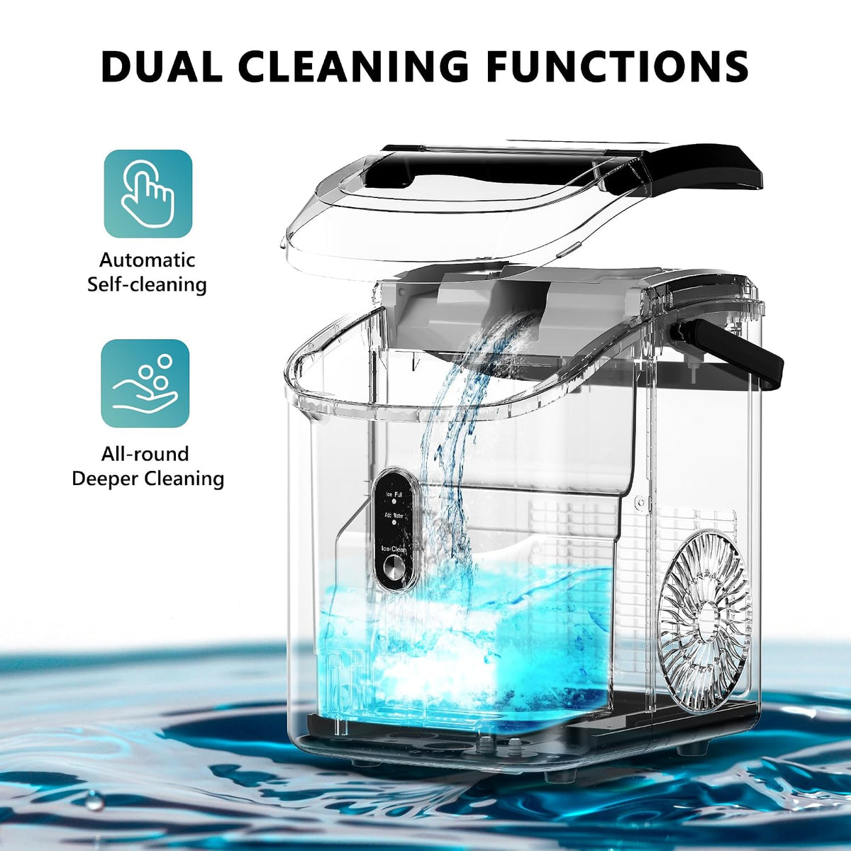 EUHOMY Nugget Ice Maker Countertop with Handle, 34lbs/24H Sonic Ice Maker Jansha Store