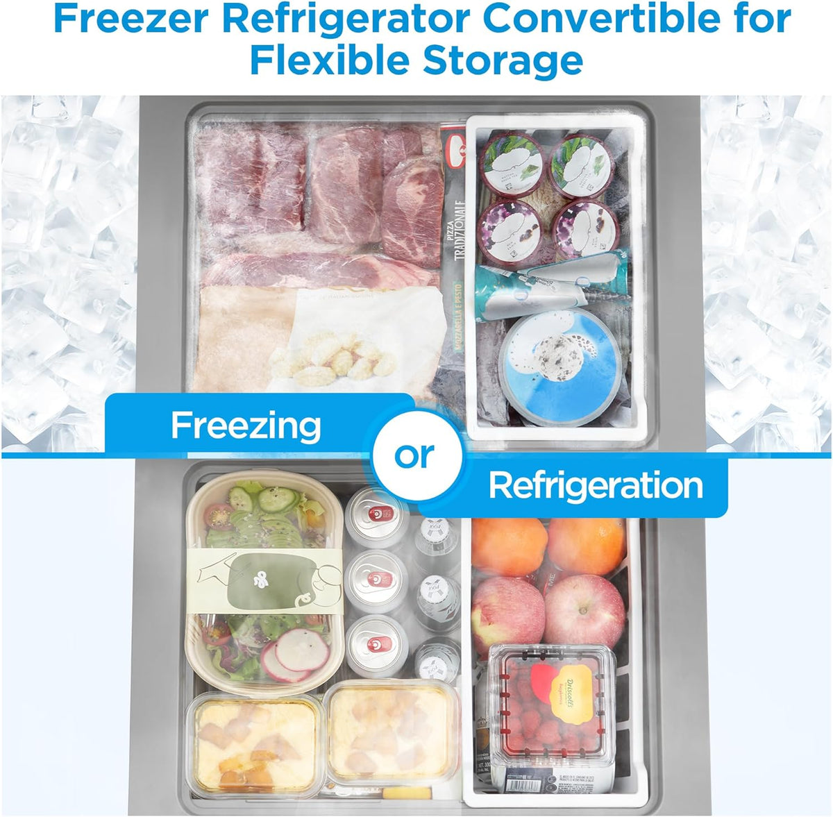 Midea 3.5 Cu.ft Chest Freezer, Fridge Freezer Convertible with LED Light Jansha Store