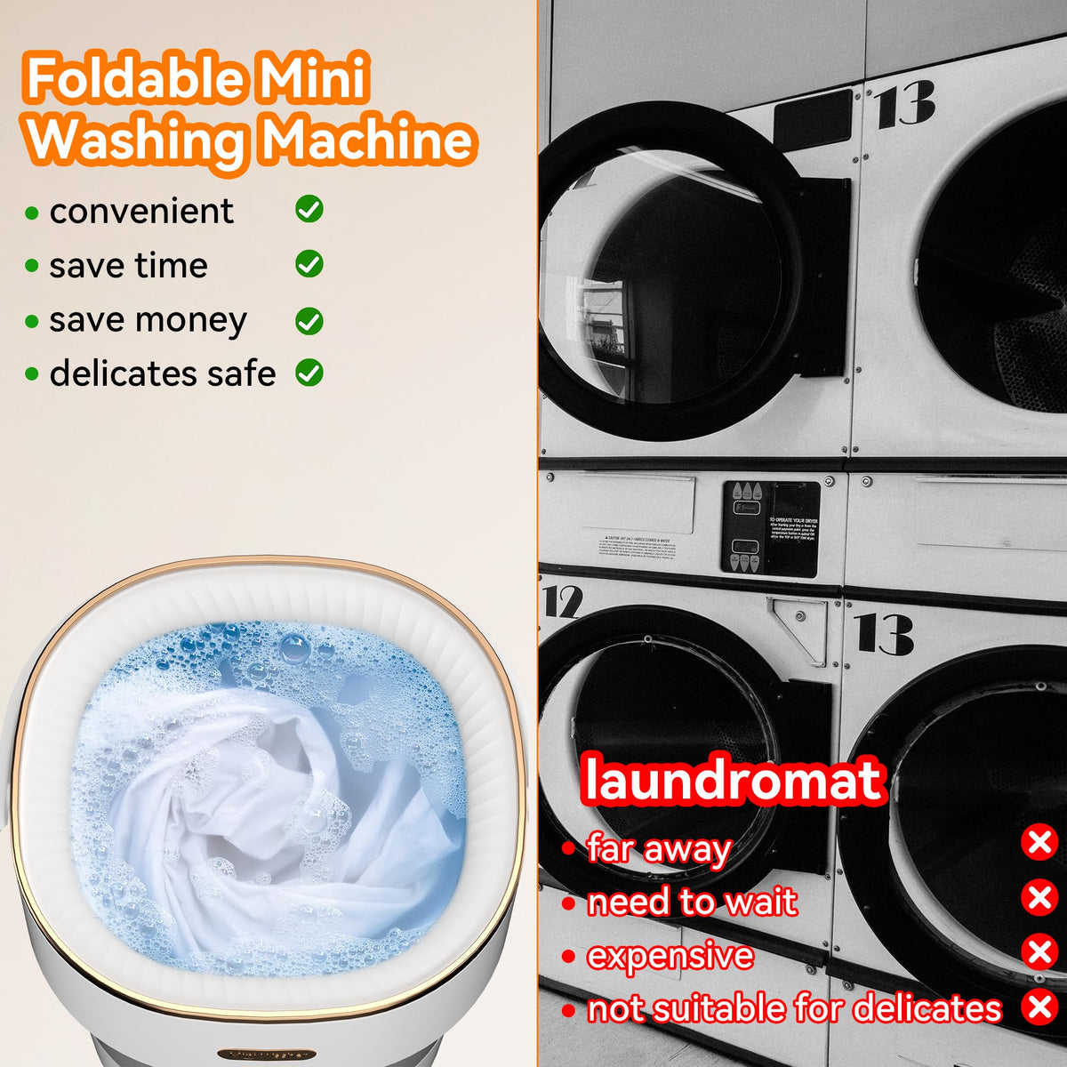 JUJOJB Portable Washing Machine, Folding 20L Mini Washer and Spin-Dryer Jansha Store
