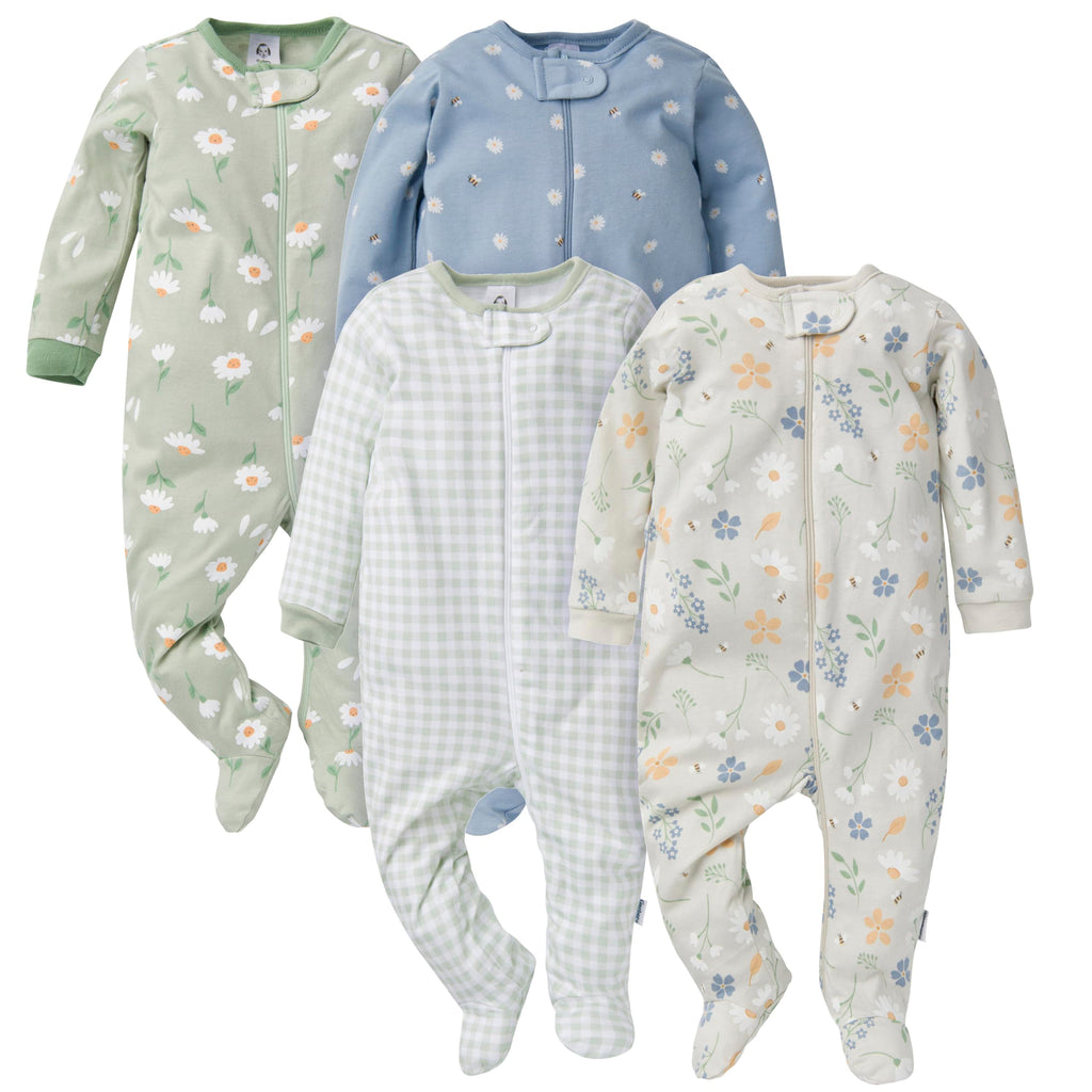 Gerber Baby Girls 4-Pack Sleep 'N Play Footie Jansha Store