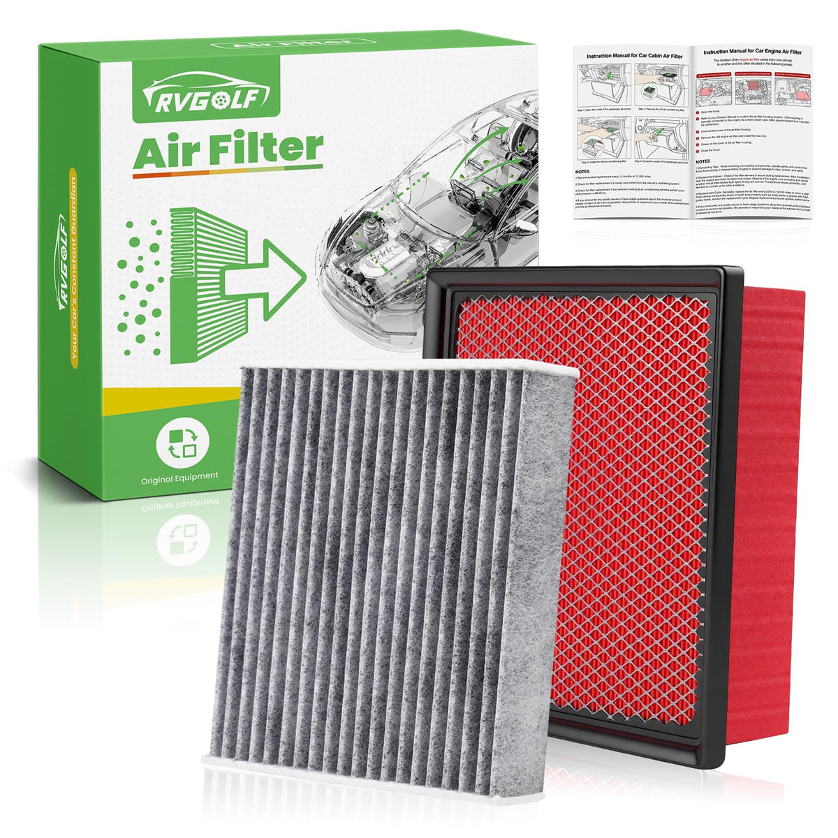 Not for Hybrid, Engine+Cabin Air Filter Fit 2015-2019 Sonata 2.4L (Gas) Jansha Store