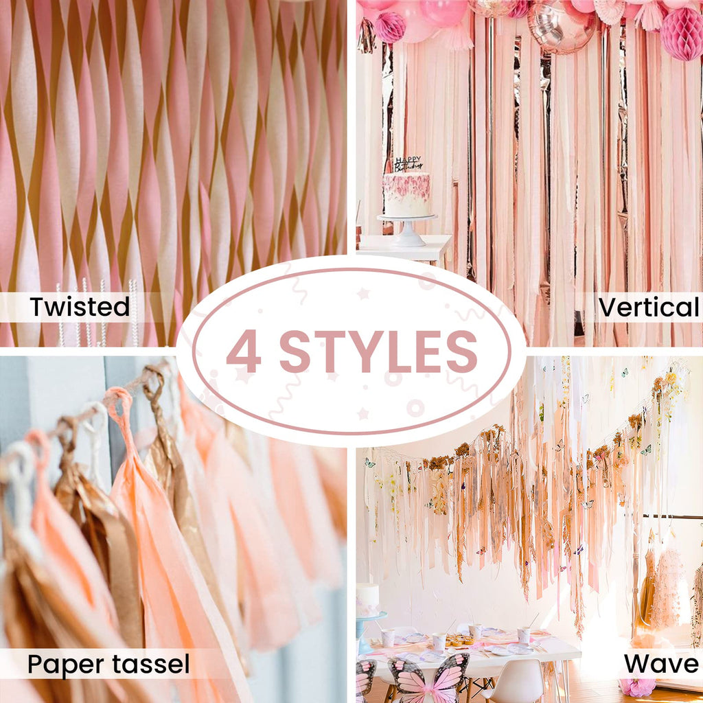 PartyWoo Pastel Crepe Paper Streamers 6 Rolls 492 FT Streamers Jansha Store