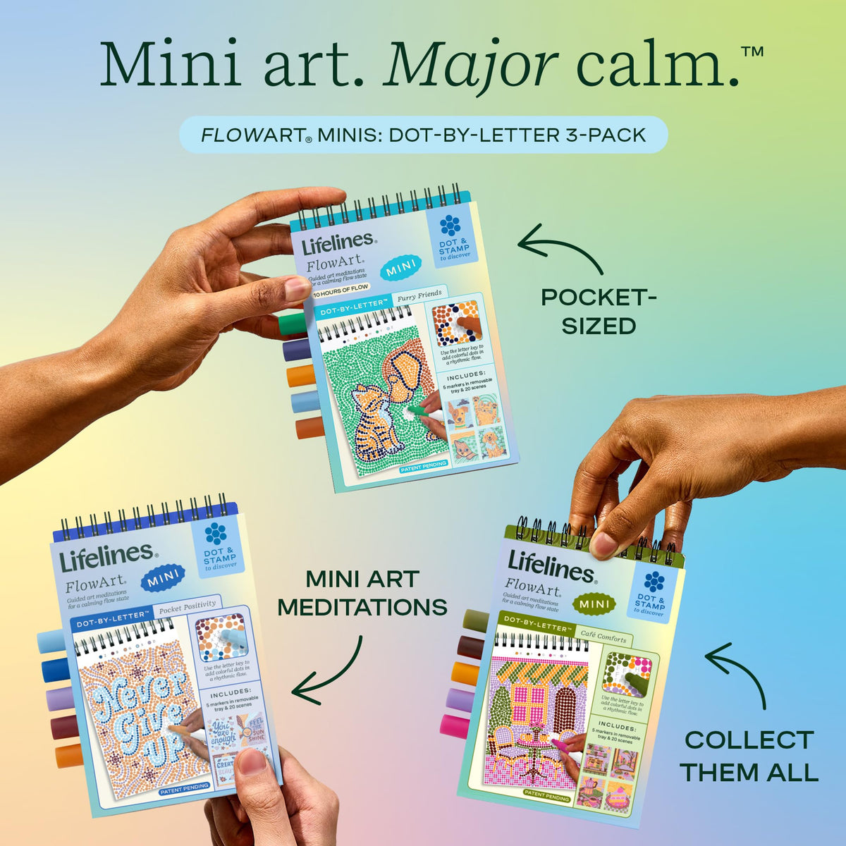 Lifelines FlowArt Activity Pads 3-Pack, Dot-by-Letter Guided Coloring Books Jansha Store