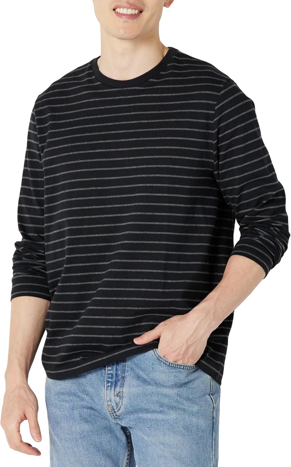 Amazon Essentials Men's Regular-Fit Crewneck Long-Sleeve T-Shirt, Casual Cotton Jersey Jansha Store