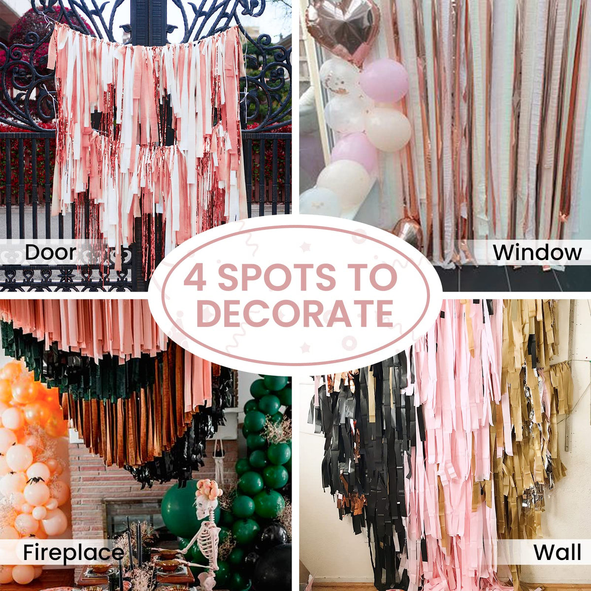 PartyWoo Pastel Crepe Paper Streamers 6 Rolls 492 FT Streamers Jansha Store