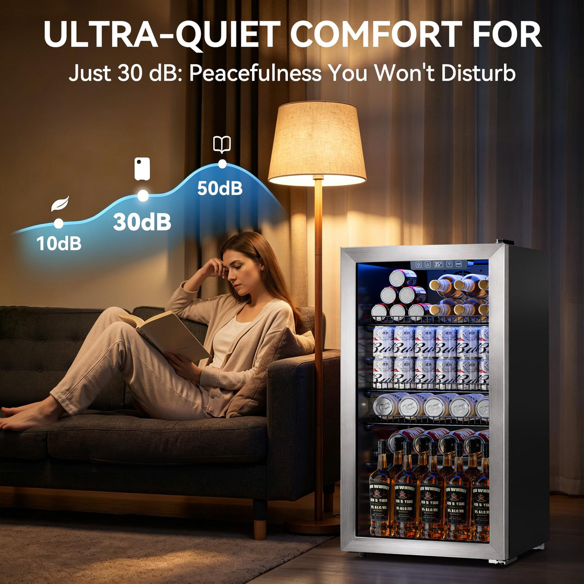 3.2 Cuft Beverage Fridge, 130 Can Mini Fridge With Glass Door, Black Jansha Store
