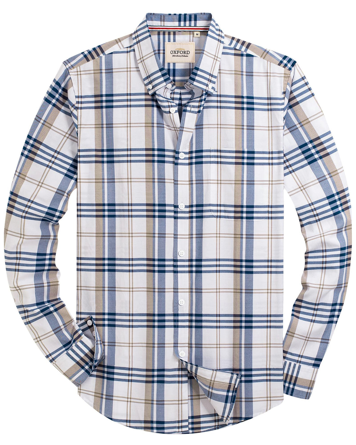 Alimens & Gentle Mens Solid Oxford Shirt Long Sleeve Dress Shirt Work Casual Button Down Shirts with Pocket Jansha Store