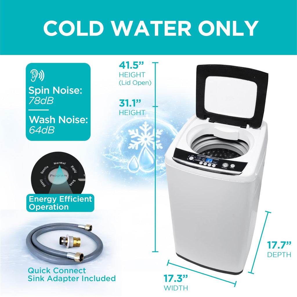 BLACK+DECKER 1.7 Cu. Ft. Portable Washer, 11 lb. Capacity, BPWM16W, White Jansha Store