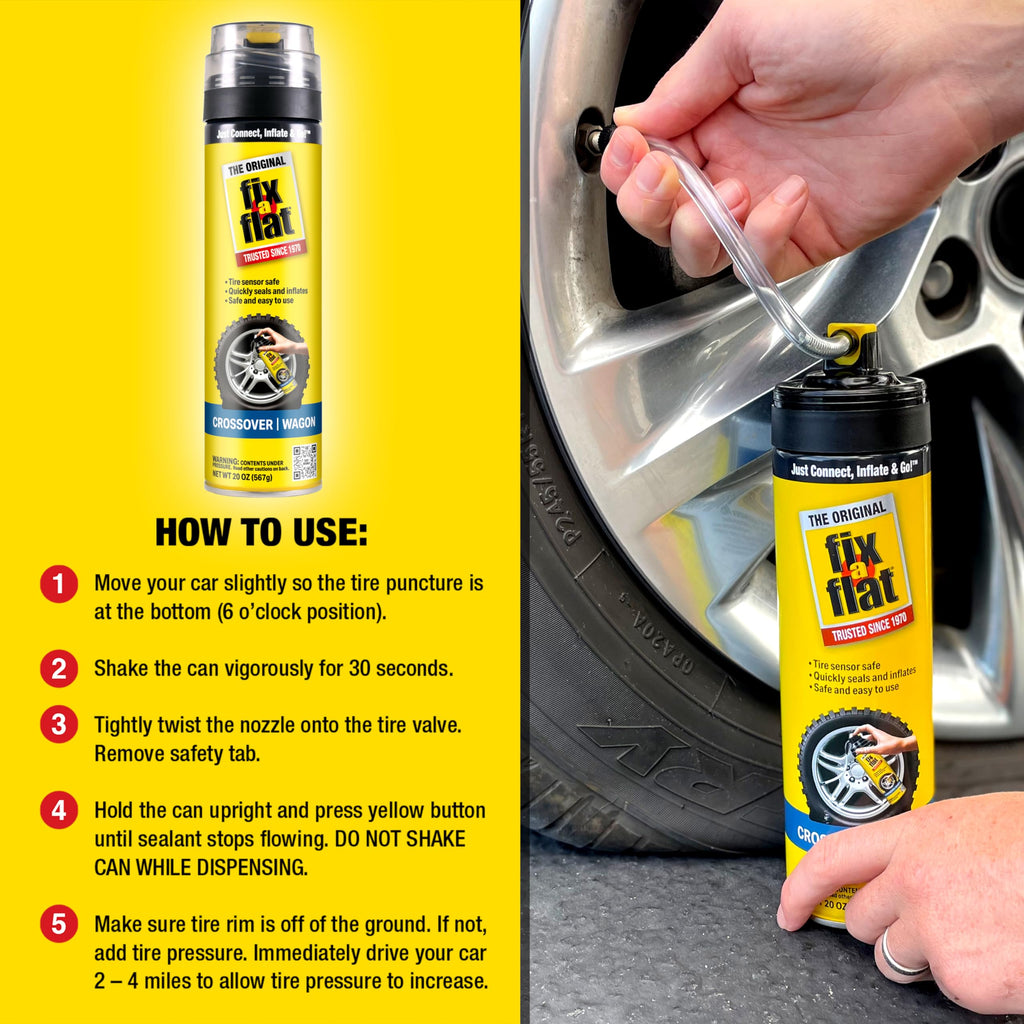 Fix-A-Flat S60420 Aerosol Emergency Flat Tire Repair and Inflator, for Standard Tires, Eco-Friendly Formula, Universal Fit for All Cars, 16 oz. (Pack of 1) Jansha Store
