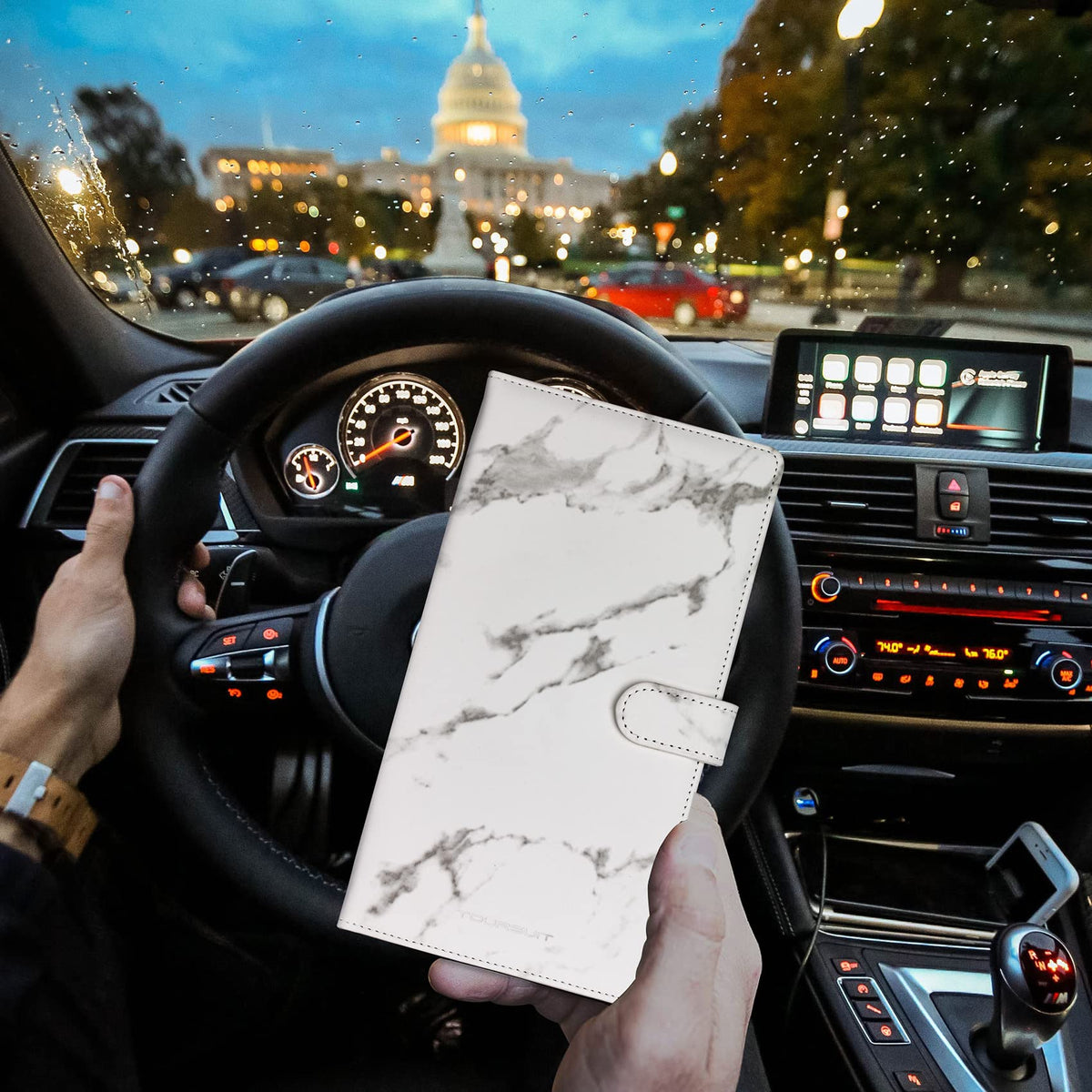 TOURSUIT Car Registration and Insurance Card Holder, Marble Black Jansha Store