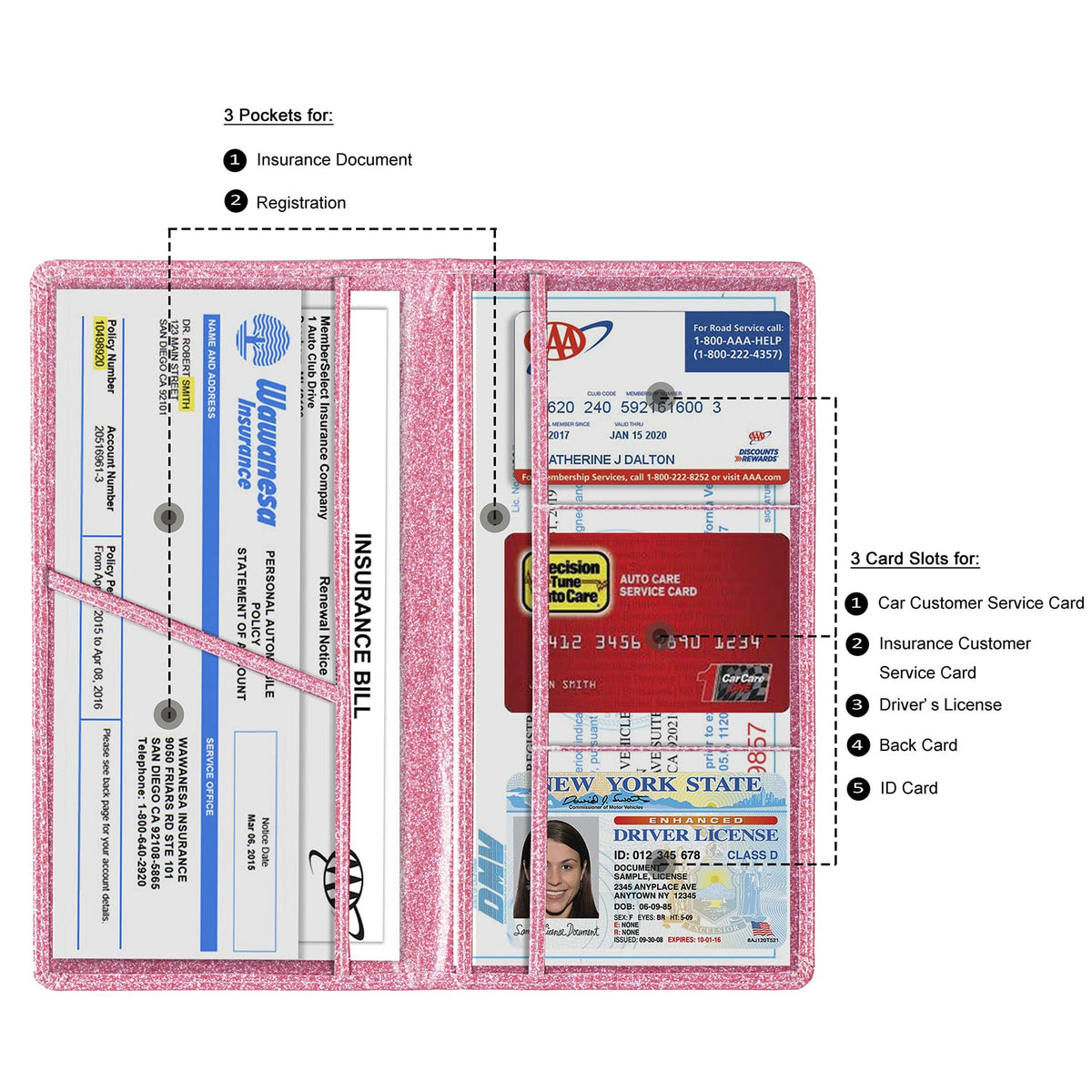 TOURSUIT Car Registration and Insurance Card Holder, Marble Black Jansha Store
