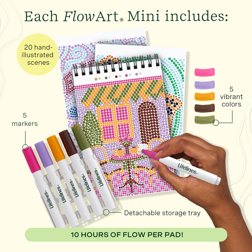Lifelines FlowArt Activity Pads 3-Pack, Dot-by-Letter Guided Coloring Books Jansha Store