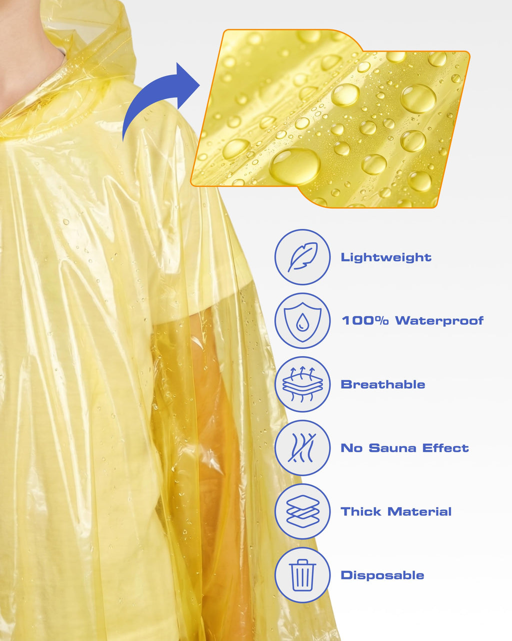Hagon PRO Disposable Rain Ponchos for Adults, Hooded Poncho, Family 5 Pack Jansha Store