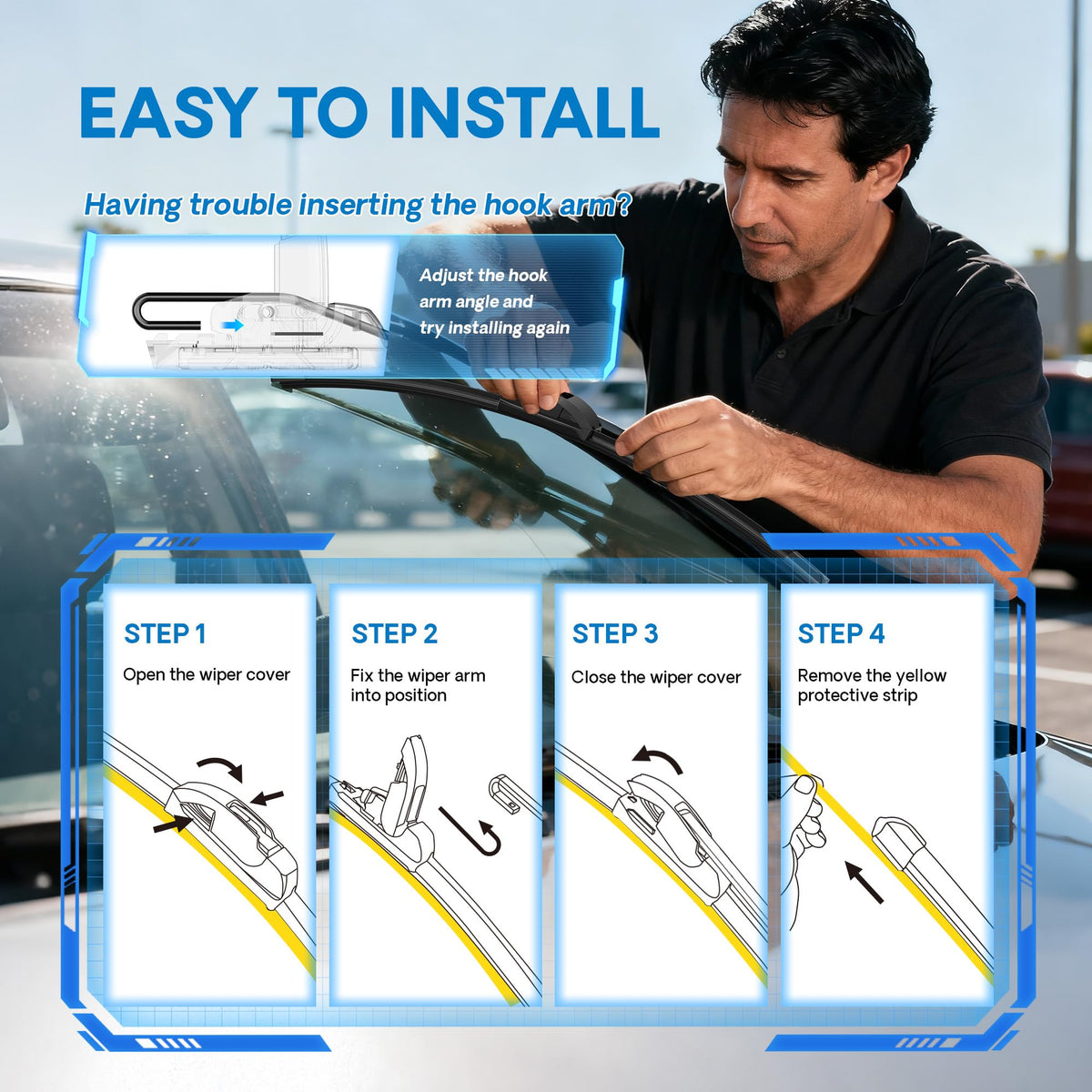 5 PLUS Premium Silicone Wiper Blades Fits Tesla Model Y 2020-2025 Jansha Store