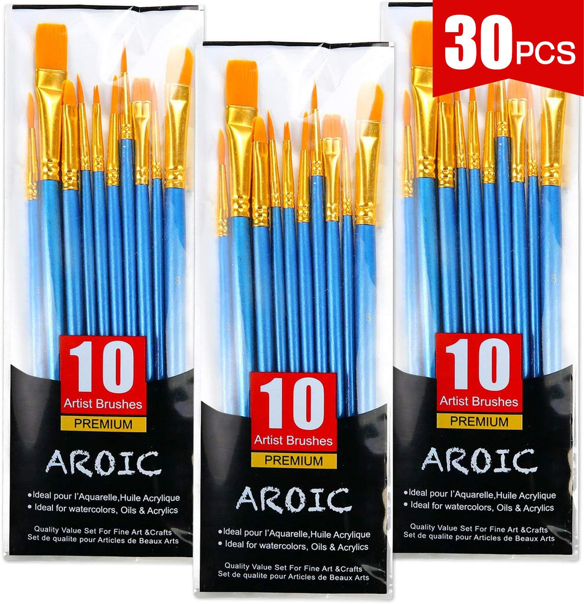 AROIC 10 Pcs Paint Brushes, Acrylic Oil Watercolor Painting Brush Set Jansha Store