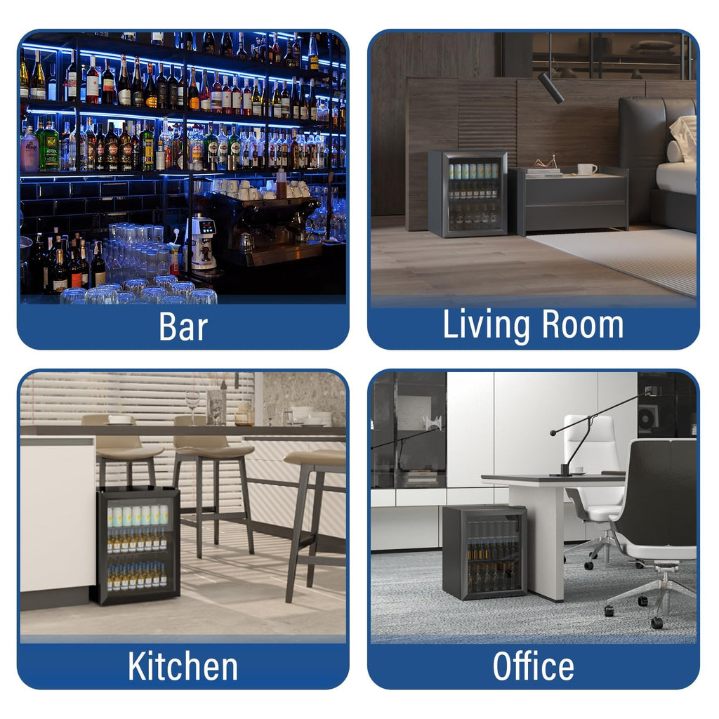 Erivess 24 Can Mini Fridge, 0.6 Cu.ft Beverage Refrigerator Cooler, Black Jansha Store
