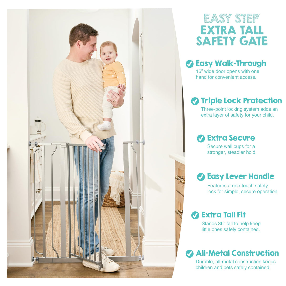 Regalo Safety 29"-38.5" Easy Step Baby Gate, Bottom of Stairs & Doorways Jansha Store