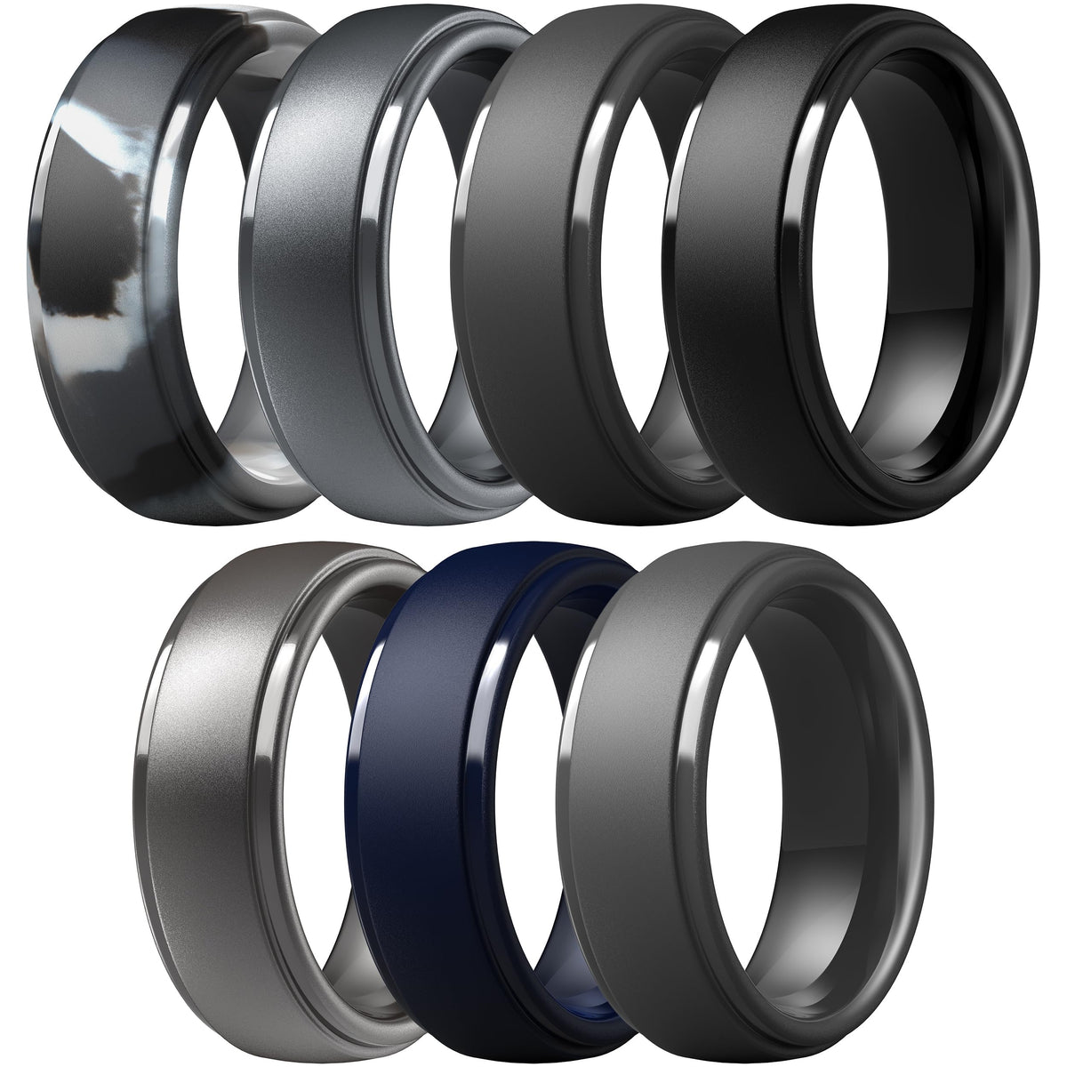 ThunderFit Silicone Rings for Men, Step Edge Rubber Wedding Bands 10mm Wide Jansha Store