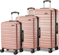 Amazon Basics 3-Piece Hardshell Suitcases Set (21", 26", 30"), Expandable For Up to 25% More Space, With Scratch-Resistant Finish, Four Multi-Directional Wheels, Rose Gold Jansha Store