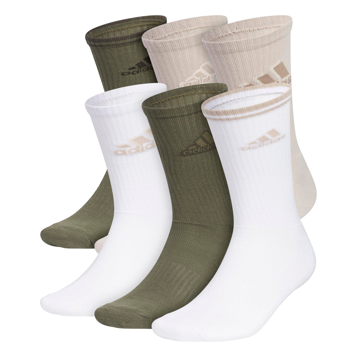 adidas Mens Athletic Cushioned 6-Pack Crew Socks Casual - Green Jansha Store