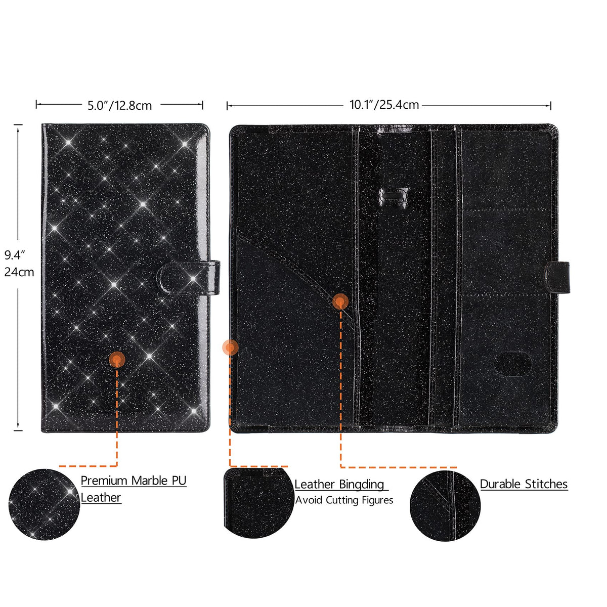 TOURSUIT Car Registration and Insurance Card Holder, Marble Black Jansha Store