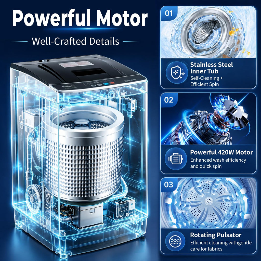 Winado 17.6LBS Full Automatic Portable Washing Machine with Drain Pump Jansha Store