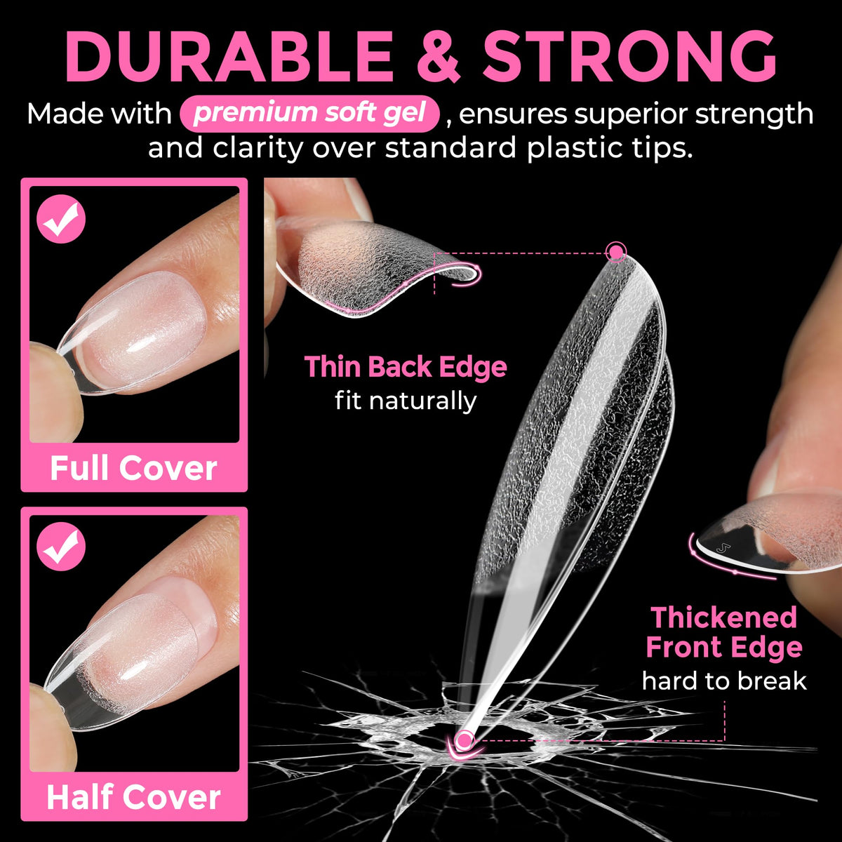UNA GELLA Extra Short Square Kids Nail Tips 216Pcs Squoval Press On Nails Jansha Store