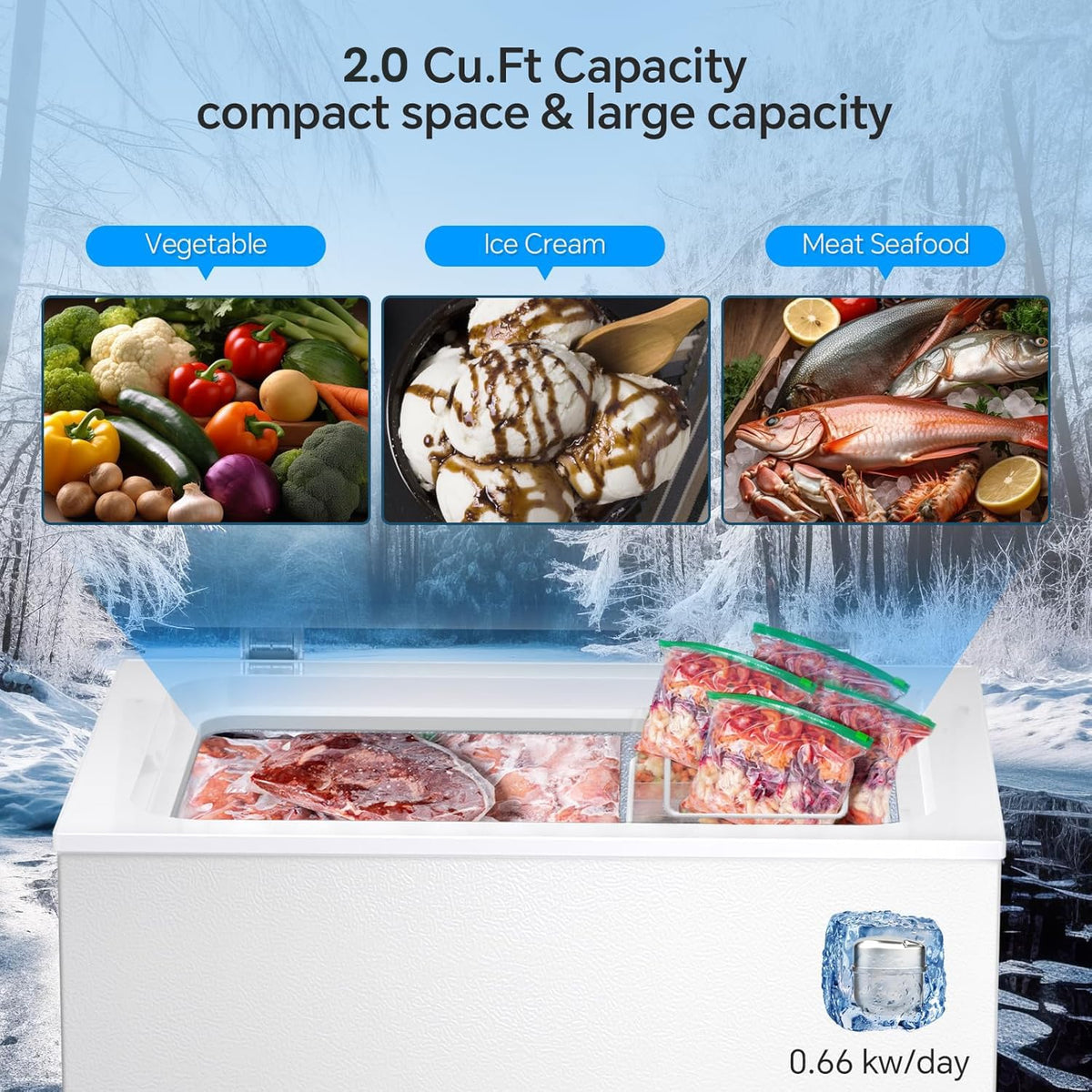 Kismile 1.8 Cu.Ft Mini Chest Freezer, Compact Deep Freezer for Home, Black Jansha Store